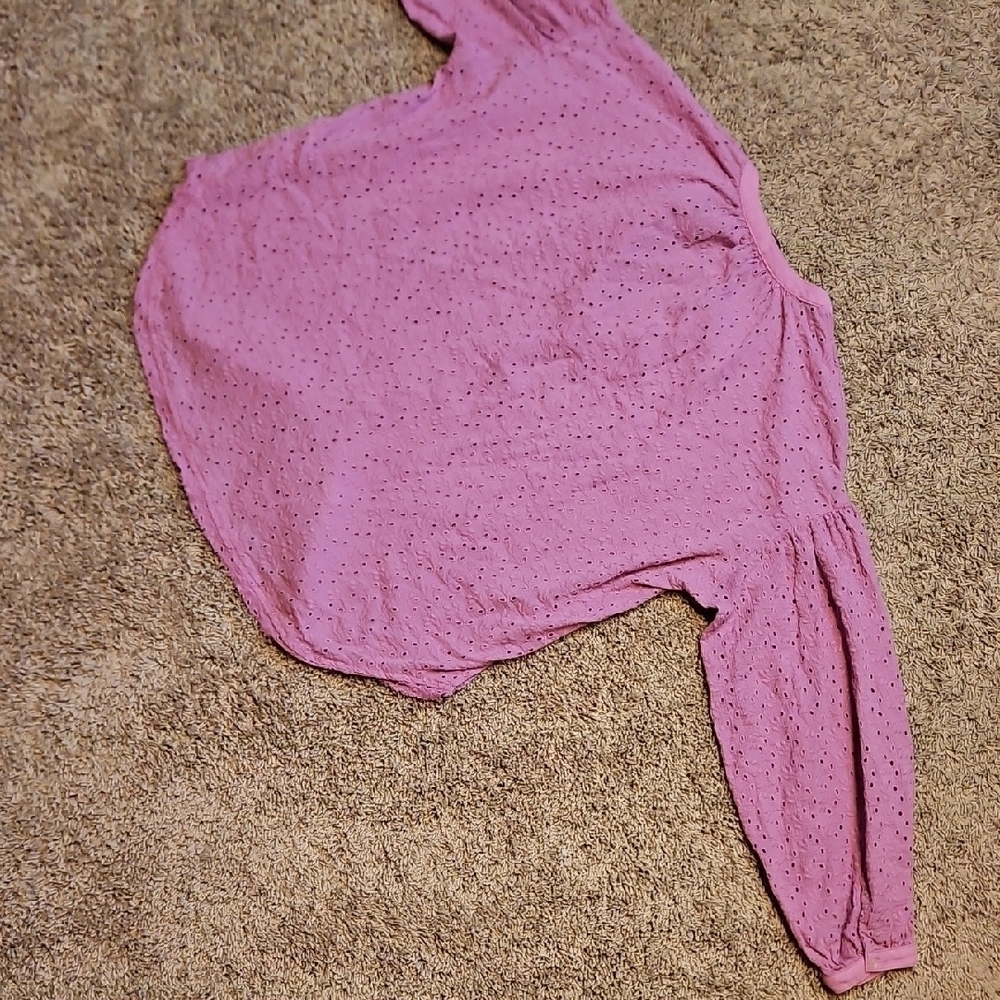 Free People Madison Eyelet Blouse In Orchid - Picture 9 of 11
